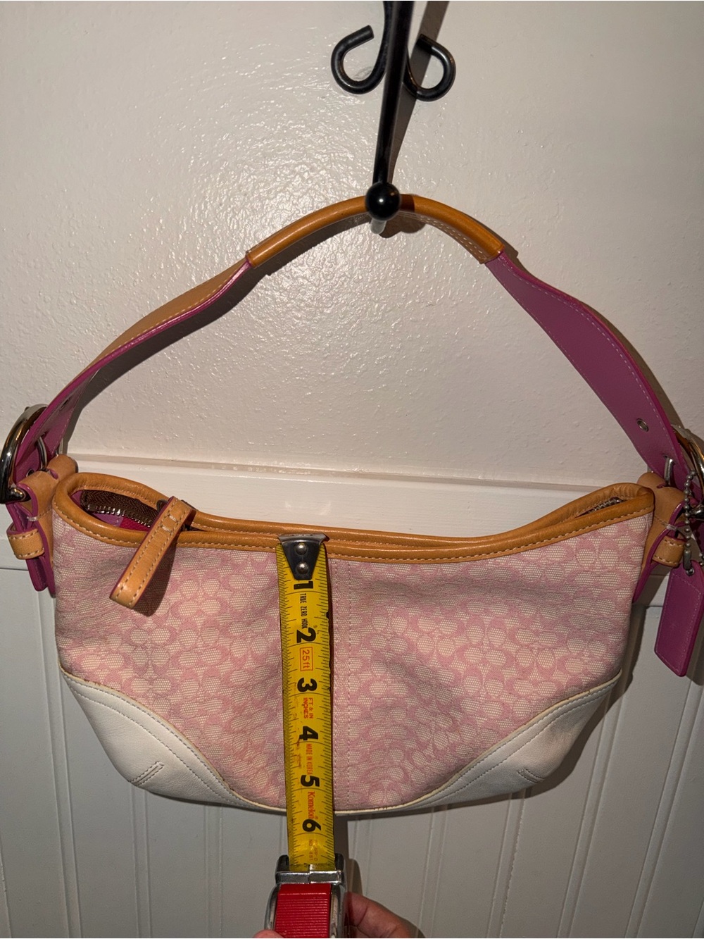 Vintage Y2K Coach 6351 Soho Mini Signature Hobo Bag – Pink/White Jacquard - Picture 15 of 16